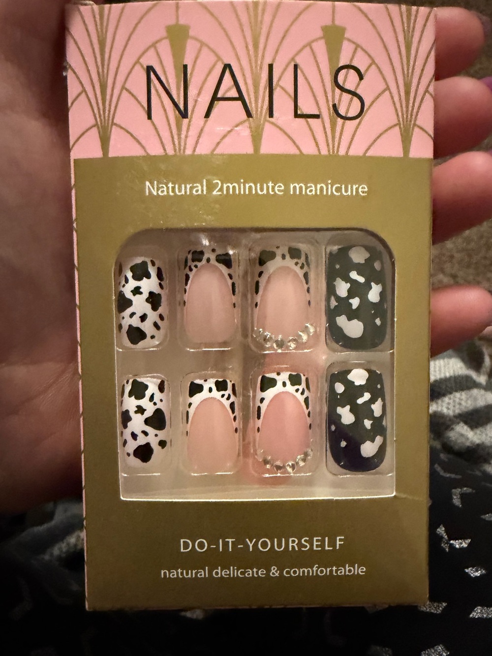 Do-It-Yourself Pink & Black Cow Print Press-On Nail Set